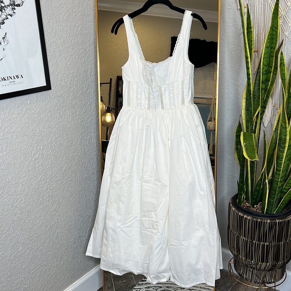 HOUSE OF CB 'Perle' White Lace Trim Midi Dress NWOT - Picture 8 of 12